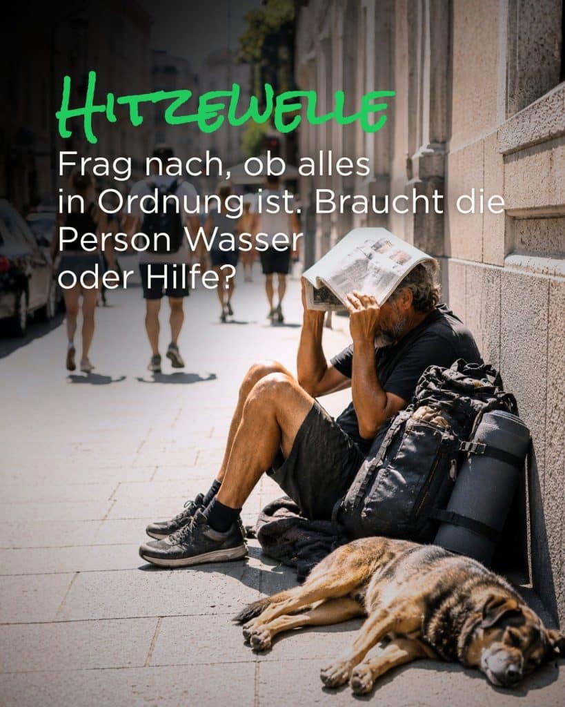 Frag nach, ob alles in Ordnung ist. Braucht die Person Wasser oder Hilfe?