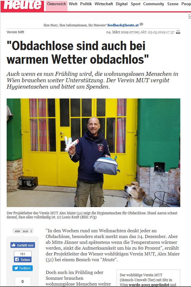 heute artikel hgt - obdachlosenhilfe wien